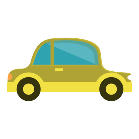 Simple and colorful illustration of a small car with yellow details, side viewのイラスト素材