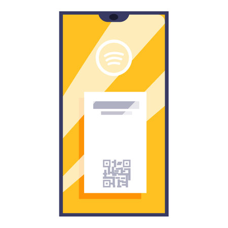 Smartphone displaying a music streaming app is showing a qr code for a contactless payment