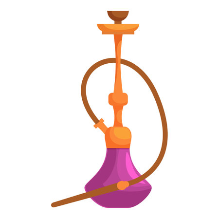 Golden shisha pipe standing on white background representing the traditional way of smoking flavored tobaccoのイラスト素材