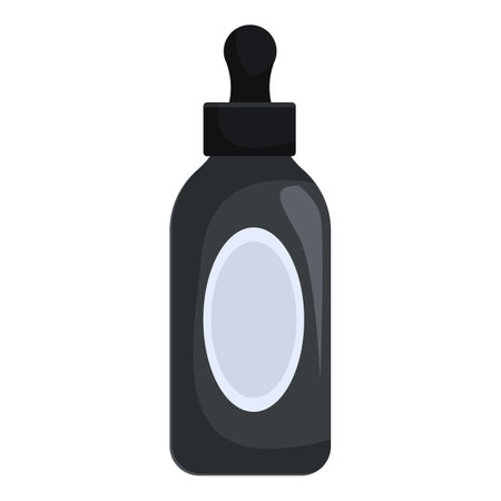 Black dropper bottle containing essential oil or serum for beauty treatmentのイラスト素材
