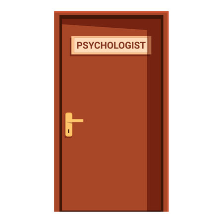 Closed door is leading to the psychologists office, representing mental health therapyのイラスト素材
