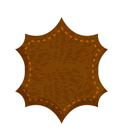 Brown leather label with decorative stitching in the shape of a star, isolated on whiteのイラスト素材