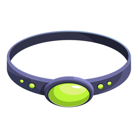 Purple bracelet with a large green stone and smaller green gemstones is radiating powerのイラスト素材