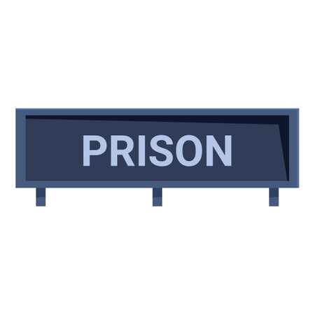 Prison building entrance with large sign announcing prisonのイラスト素材