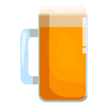 Tall glass of beer is overflowing with foam, showing a refreshing drinkのイラスト素材