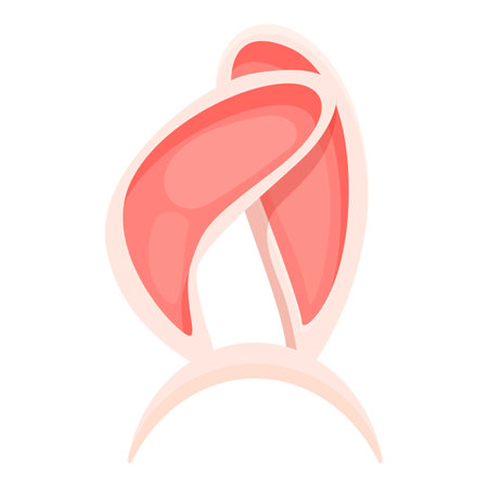 Pink bunny ears headband standing up on white background, simple cartoon vector illustrationのイラスト素材