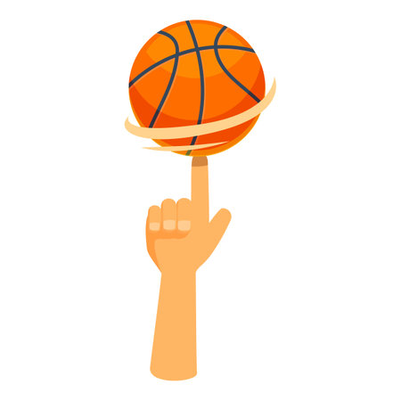 Hand spinning basketball on fingertip, sports concept illustrationのイラスト素材