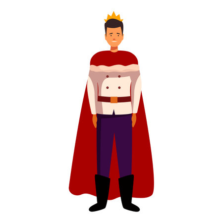 Smiling prince wearing a crown, red cape, and royal clothingのイラスト素材