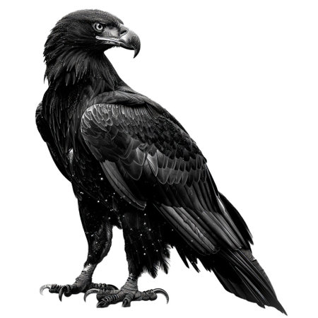 Black and white portrait of a majestic eagle with starry feathersの素材
