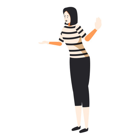 Mime artist is showcasing the art of silent storytelling, captivating the audience with graceful movementsのイラスト素材
