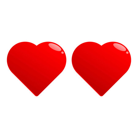 Pair of red hearts are symbolizing love, romance and passion on valentines dayのイラスト素材