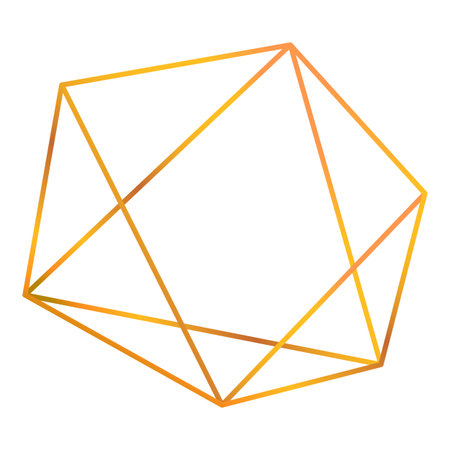 Golden geometric shape is floating on a white background, creating a luxurious and modern aesthetic
