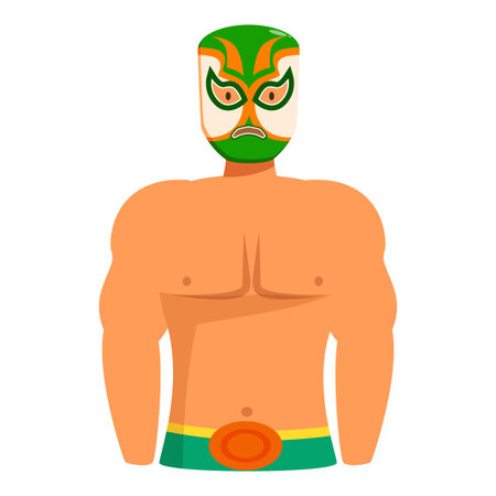 Muscular luchador is standing with his arms at his sides, showing off his strength and intimidating maskのイラスト素材