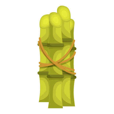 Sugarcane stalks are tied together with rope, ready for processing and consumptionのイラスト素材