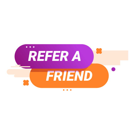 Refer a friend program advertising banner using a modern and colorful geometric designのイラスト素材