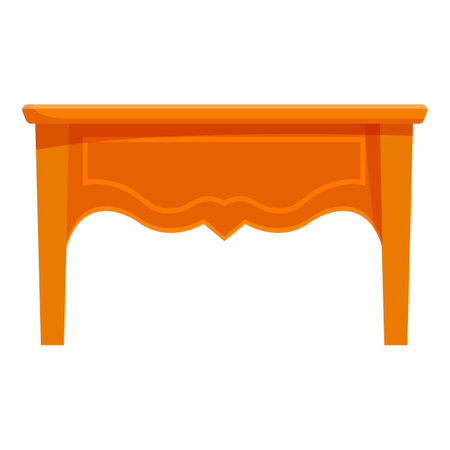 Simple wooden desk with carved edges, standing on four legs, offering a classic and timeless designのイラスト素材