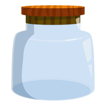 Empty glass jar with a wooden lid is waiting to be filledのイラスト素材