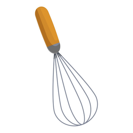Whisk with a wooden handle for mixing ingredients while cooking and bakingのイラスト素材