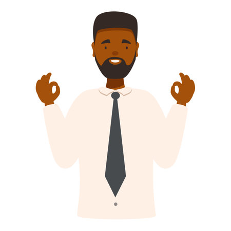 Smiling confident businessman making ok gesture with both handsのイラスト素材
