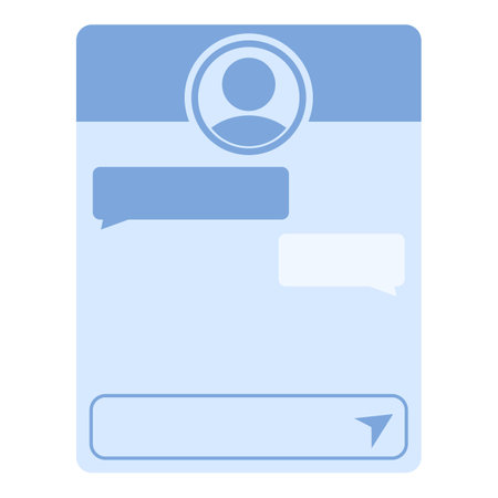 Minimalist illustration featuring a smartphone displaying an instant messaging application interface, emphasizing communication and digital connectionのイラスト素材