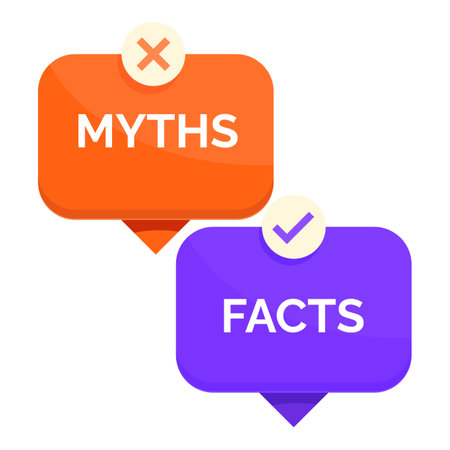 Speech bubbles with check marks are showing myths and facts, true or false information for debunkingのイラスト素材