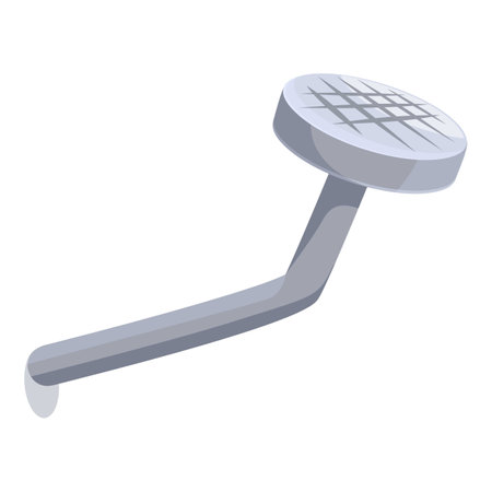 Single, bent, metallic nail is partially driven into a surface and casting a shadowのイラスト素材