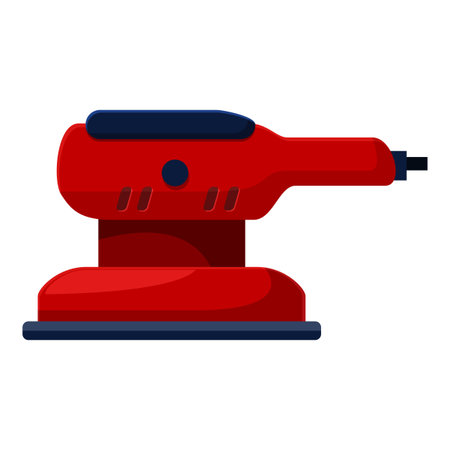Red orbital sander is a power tool used for sanding wood and other materialsのイラスト素材
