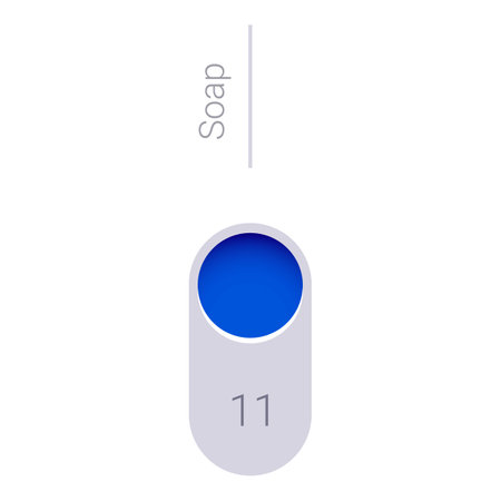 Minimalistic vertical illustration of soap level indicator showing number elevenのイラスト素材