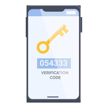 Smartphone is displaying a verification code with a key icon, representing two factor authenticationのイラスト素材