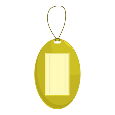 Yellow oval tag is hanging with a string, showing a blank label to add textのイラスト素材