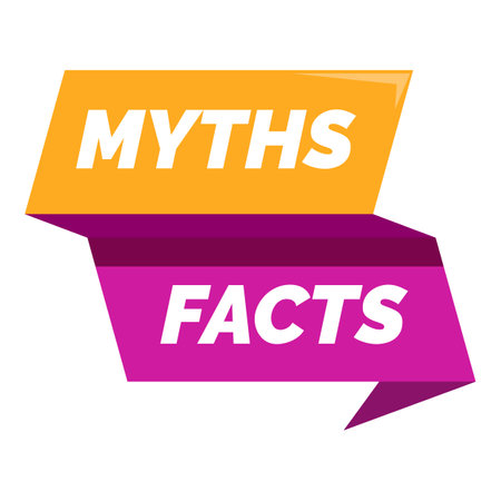 Banner presenting the concepts of myths and facts, comparing true and false informationのイラスト素材