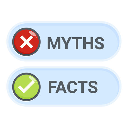 Two buttons are showing the difference between myths and factsのイラスト素材