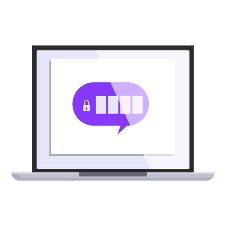 Laptop is showing a password protected message on screen, emphasizing the importance of cybersecurityのイラスト素材