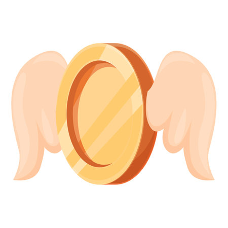 Golden coin with wings is flying, perfect for representing the concept of fast and easy money transferのイラスト素材