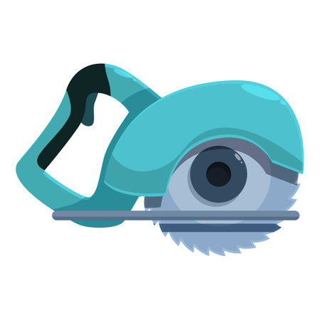 Portable circular saw cutting through something with its sharp blade, a power tool used for cutting wood or other materialsのイラスト素材