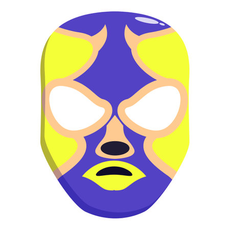 Cartoon luchador mask representing an angry expression, ideal for projects related to wrestling, lucha libre, or mexican cultureのイラスト素材