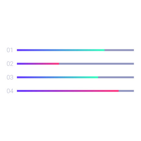 Gradient bars are indicating progress in this minimalist chartのイラスト素材