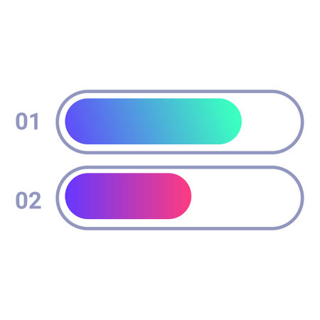 Two colorful loading bars showing different progress status from low to high percentage