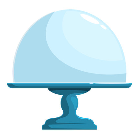 Blue empty cake stand covered with glass dome waiting to be used for a delicious cakeのイラスト素材