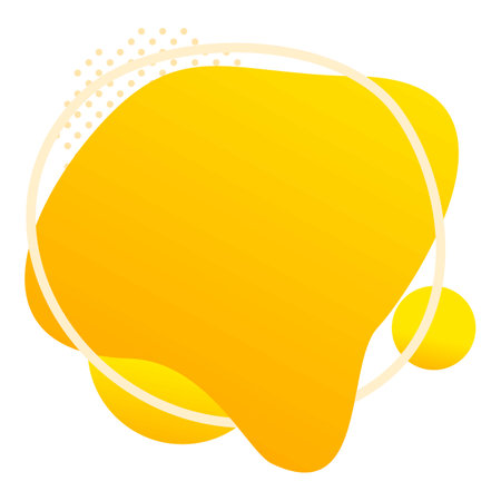 Modern abstract graphic element with flowing yellow shape and circular frameのイラスト素材