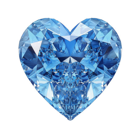 Large heart shaped blue topaz gemstone is reflecting light and creating a sparkling effectの素材