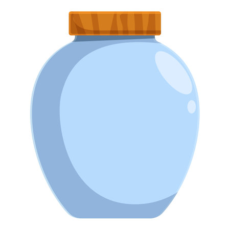 This blue glass jar is closed with a wooden cap, perfect for illustrating preserving conceptsのイラスト素材