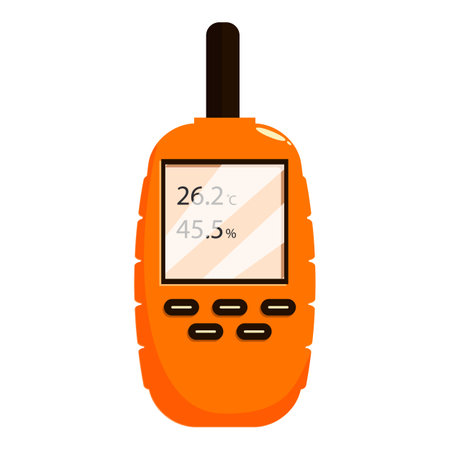 Orange digital thermohygrometer showing temperature and humidity levelのイラスト素材