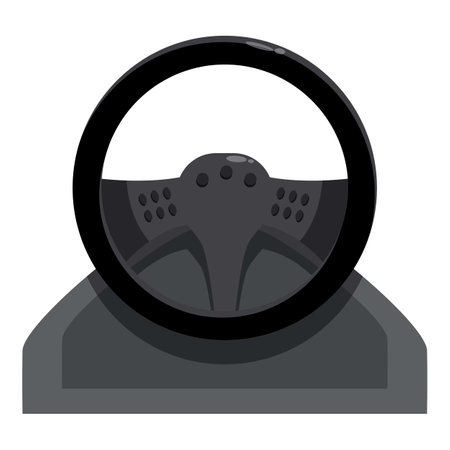 Black steering wheel for racing simulator machine standing on white backgroundのイラスト素材