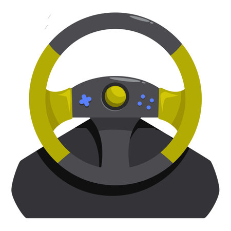 Gaming steering wheel with buttons for playing car racing video games on a computerのイラスト素材