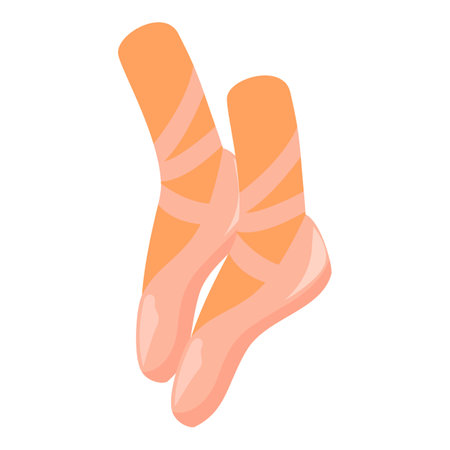 Ballet shoes standing on toes, icon in cartoon style isolated on white backgroundのイラスト素材