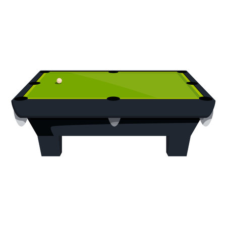 Illustration of a green empty pool table with one ball is standing on white background