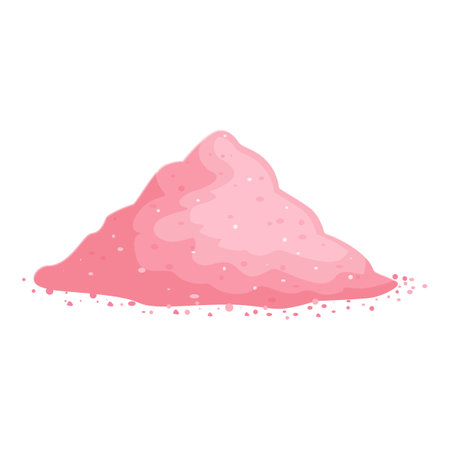 Big pile of pink powder forming a mountain, chemical component or paint pigment, isolated on white backgroundのイラスト素材