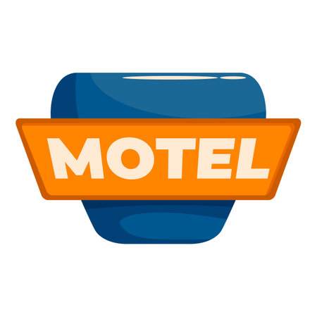 Blue and orange motel sign is advertising lodging to travelersのイラスト素材