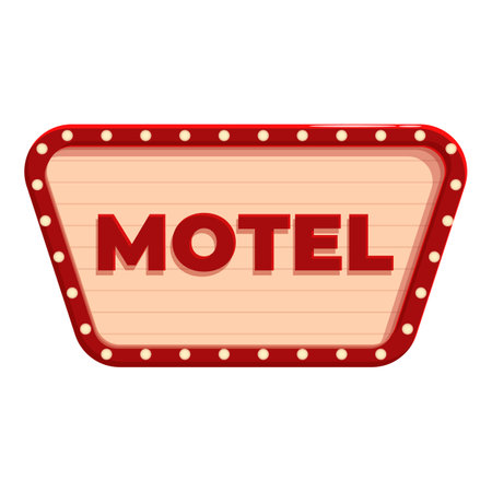Classic motel sign with red lettering and lights is announcing vacancy for travelersのイラスト素材